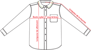 Charte de grandeur 625S (S à 2XL)